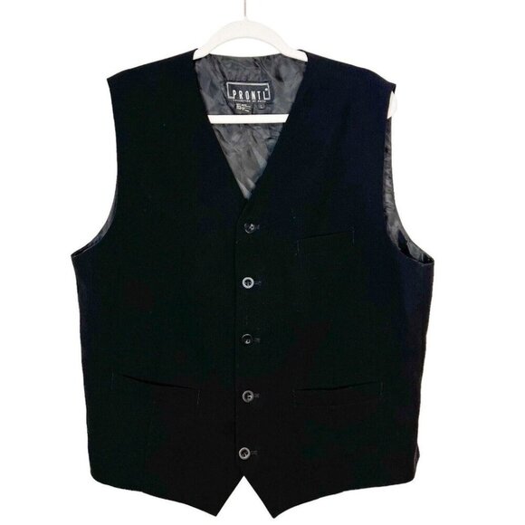 Pronti Black Vest with Eagle & Skull Graphic Embellished Party Rave Size Large - Picture 1 of 8